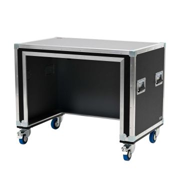 Flightcase Design Schreibtisch mit Kabeldurchlass links